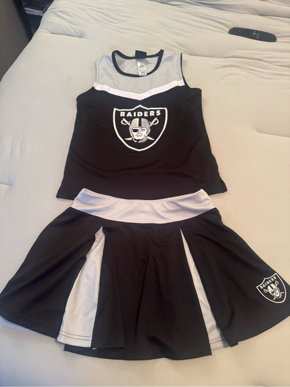 NFL Girls Black and Gray Raiders Cheer Tank Top & Skirt Set